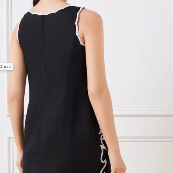 Talbots Embroidered Black and White Linen Cotton Shift Dress NWT - Picture 2 of 5